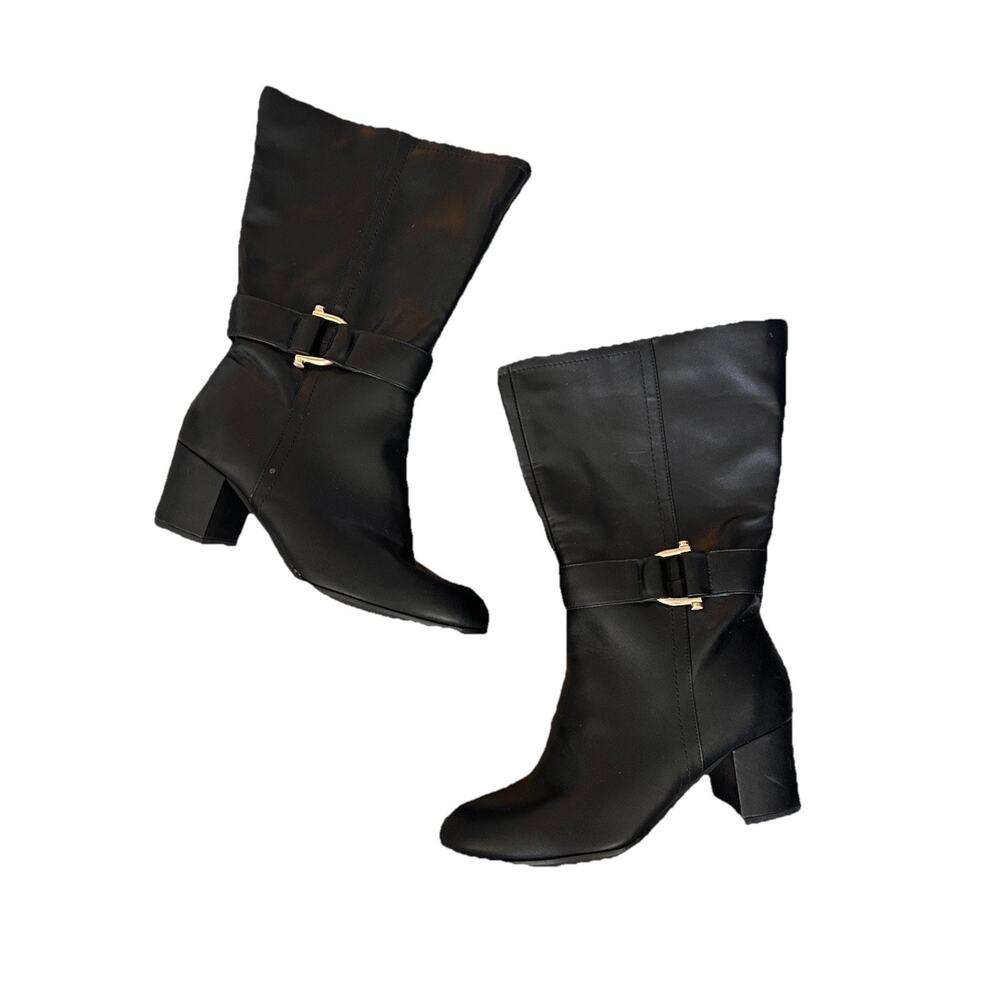 Comfortview Black Boots Gold Buckle Kenedy |‎ 8.5